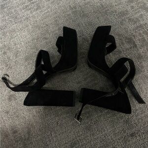 Black Platform Ankle-Strap Women's Heels